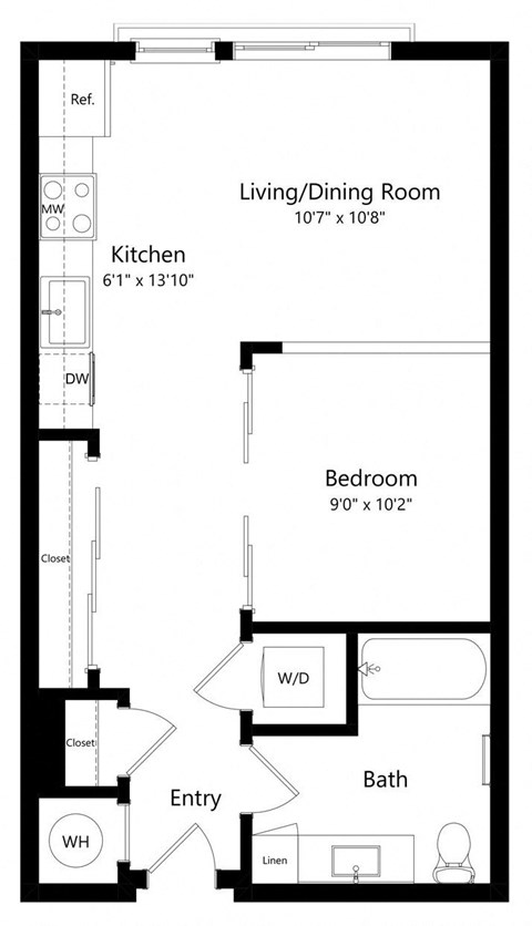 Studio Floor Plan at Grady Square Luxury Apartments in Tampa FL